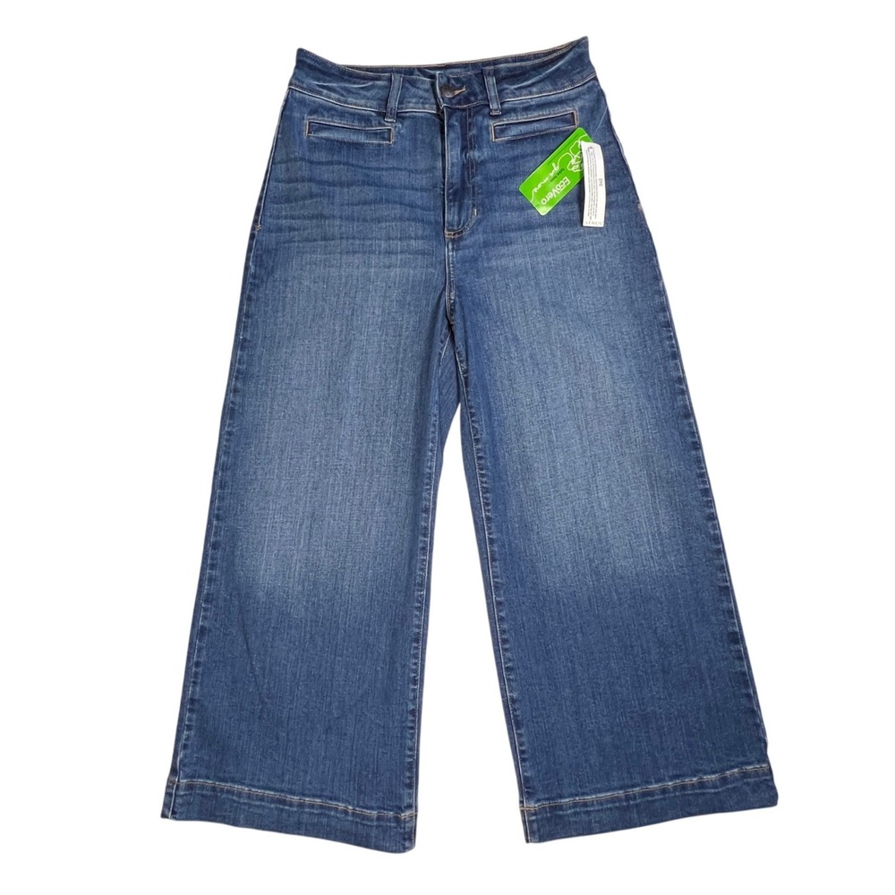 Venus Wide Leg Jeans Women 8 Blue EcoVero Sustainable High Rise Trendy Boho New - Picture 2 of 15